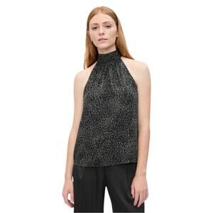 NWT Gap Black Leopard Tie Back Halter Top - Size XXL